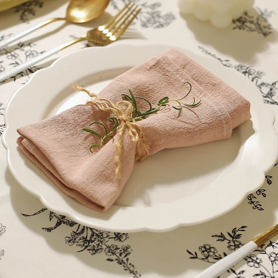 4PCS Table Napkins,40X40cm Cotton Linen Kitchen Tableware Towel,Soft Durable Cloth,Washable and Reusable Placemat