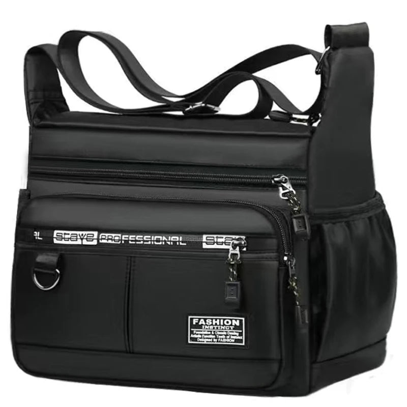 Men's Waterproof Crossbody Bag - Large Nylon/Oxford Shoulder Bag for Travel & Work (Casual Anti-Theft Sling Pack)