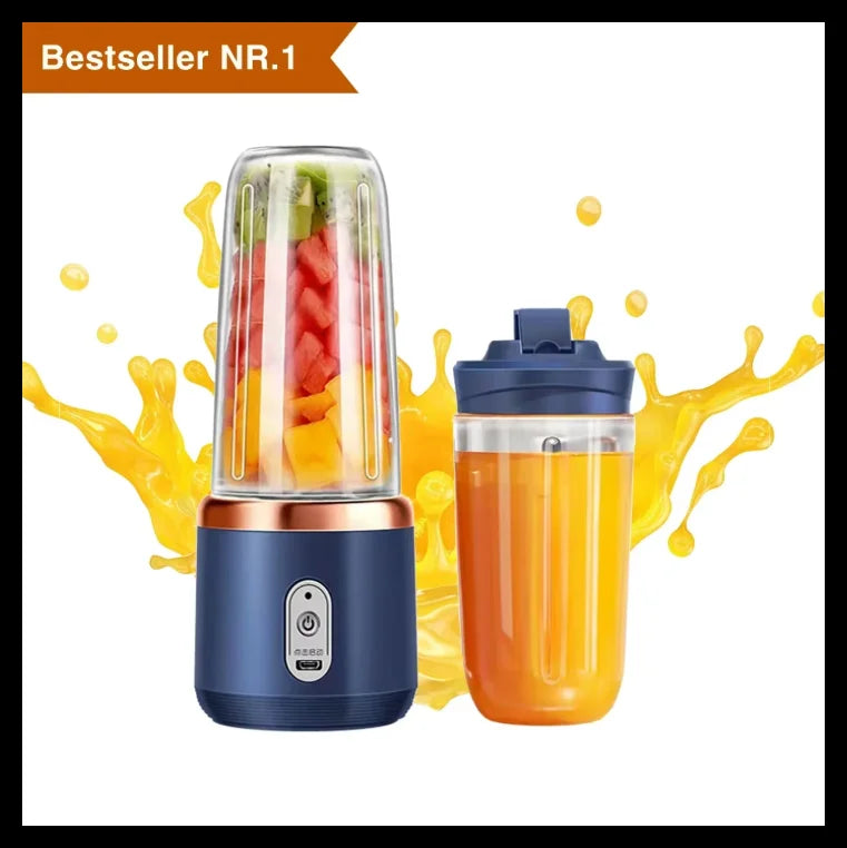 6 Blades 400ml Portable Double Cup Juicer Mixer USB Rechargeable 6 Blade Juice Extractor For Fresh Lemon Orange Smoothie