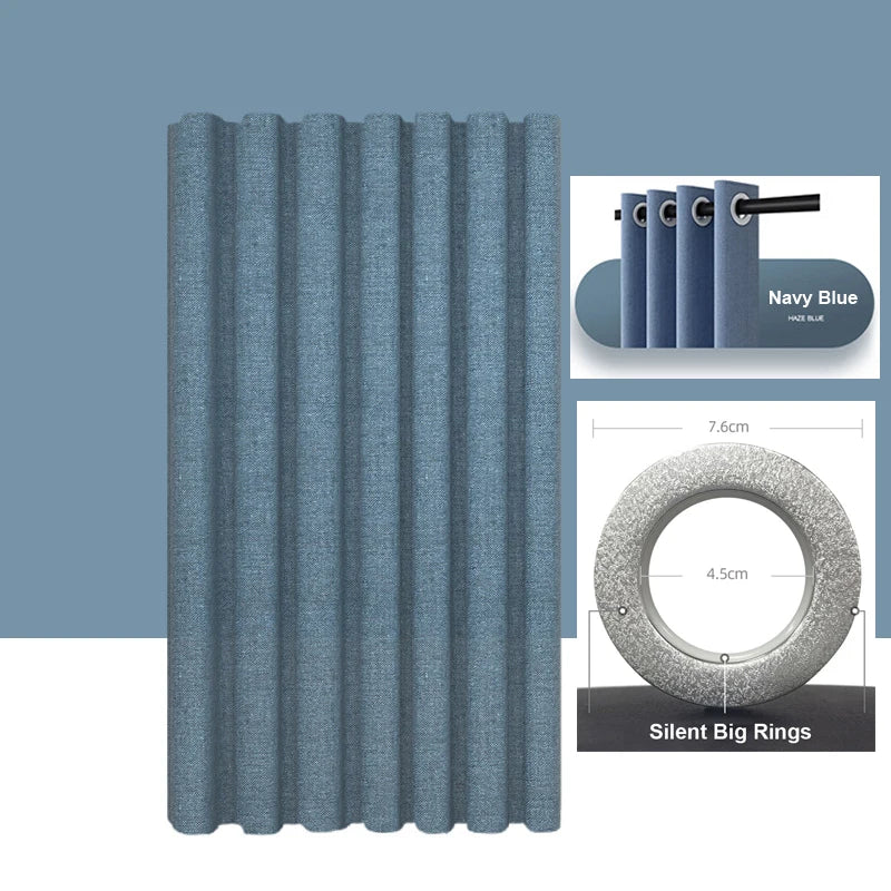 Imitation Linen Shower Curtain with Big Rings Bathroom Waterproof Thick Fabric Bath Curtains Bathtub Large Modern Bathing Cover