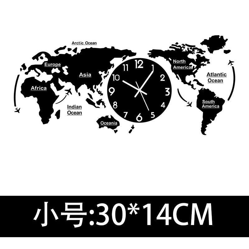 World map creative wall clock living room light luxury high sense 2024 new Internet celebrity simple modern acrylic clock