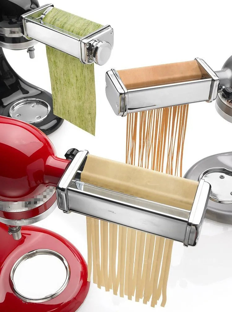 Pasta-opzetstuk voor KitchenAid-mixer, pastavelroller, spaghetti-fettuccinesnijder, roestvrijstalen noedels geschikt voor alle KitchenAid-chefs