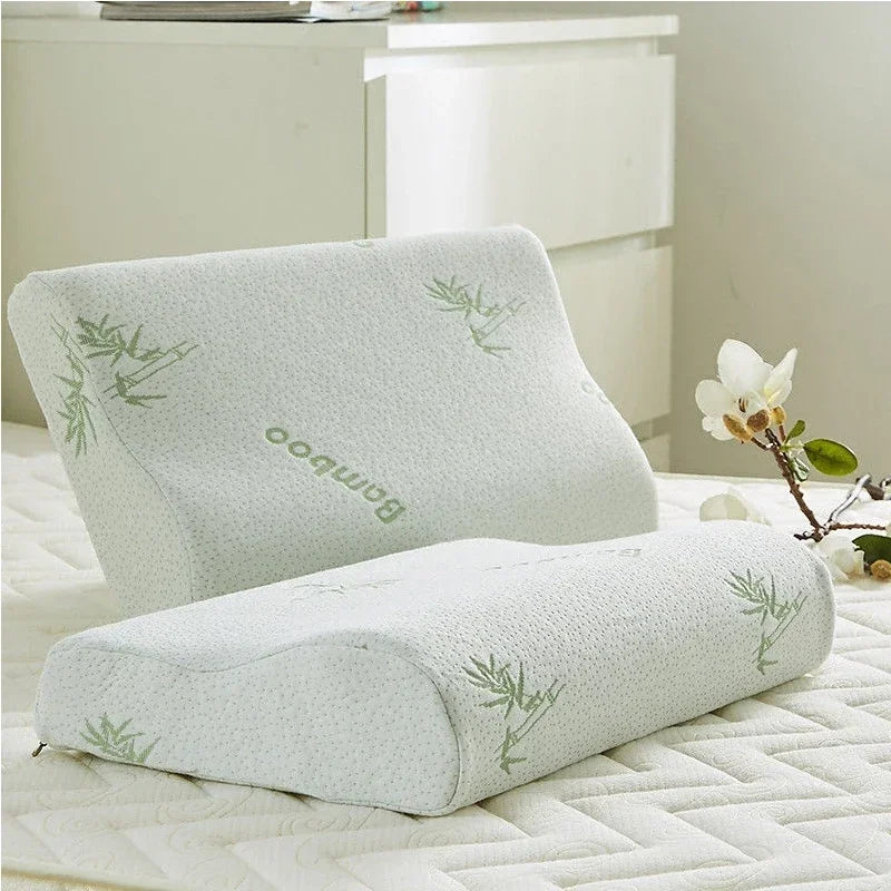 Almohada de memoria con protección del cuello de rebote lento, almohada de protección del cuello de algodón espacial, almohada central ondulada, almohada cervical de fibra de bambú