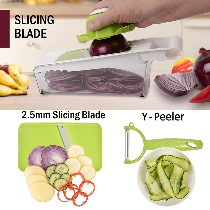 Kaasrasp met Container 5 in 1 Mandoline Snijmachine Keuken Groentesnijder Cutter Uiensnijder Veggie Julienne Snijmachine JT574