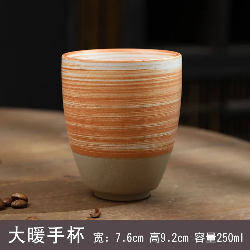 Vintage Espresso Cup with Niche Design Japanese Retro Rough Pottery Handmade Wabi Sabi Cup Ceramic Afternoon Tea Cup