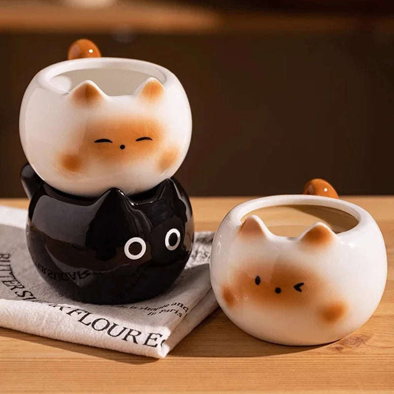 1Pc Siamese Cat Coffee Cup Cute Mug High-Looking for Coffee Shop Latte Latte Cup Office Living Room Home Bedroom Drinking Cup