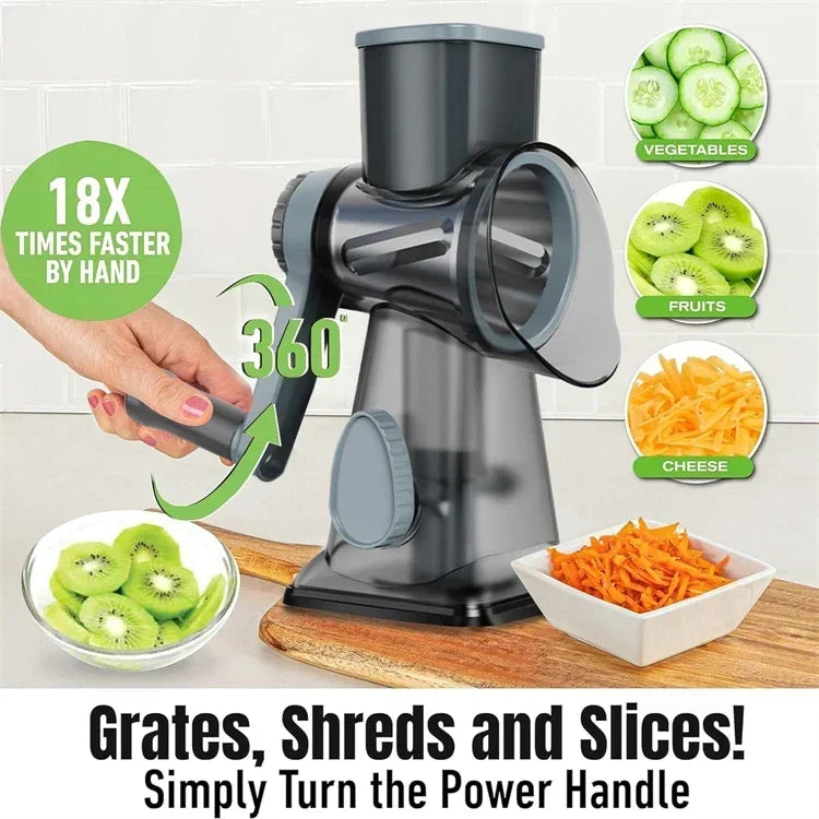 2025 3-in-1 Roterende Kaasrasp Multifunctionele Handleiding Veg Slicer Moer Grinder Keuken Essentiƫle Tool