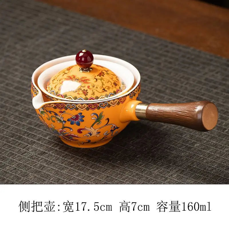 Chinese Kung Fu Ceramic Tea Set Portable 360 Rotation Teapot Travel Tea Set Creative Household Teacup Teaware Sets Gift Box