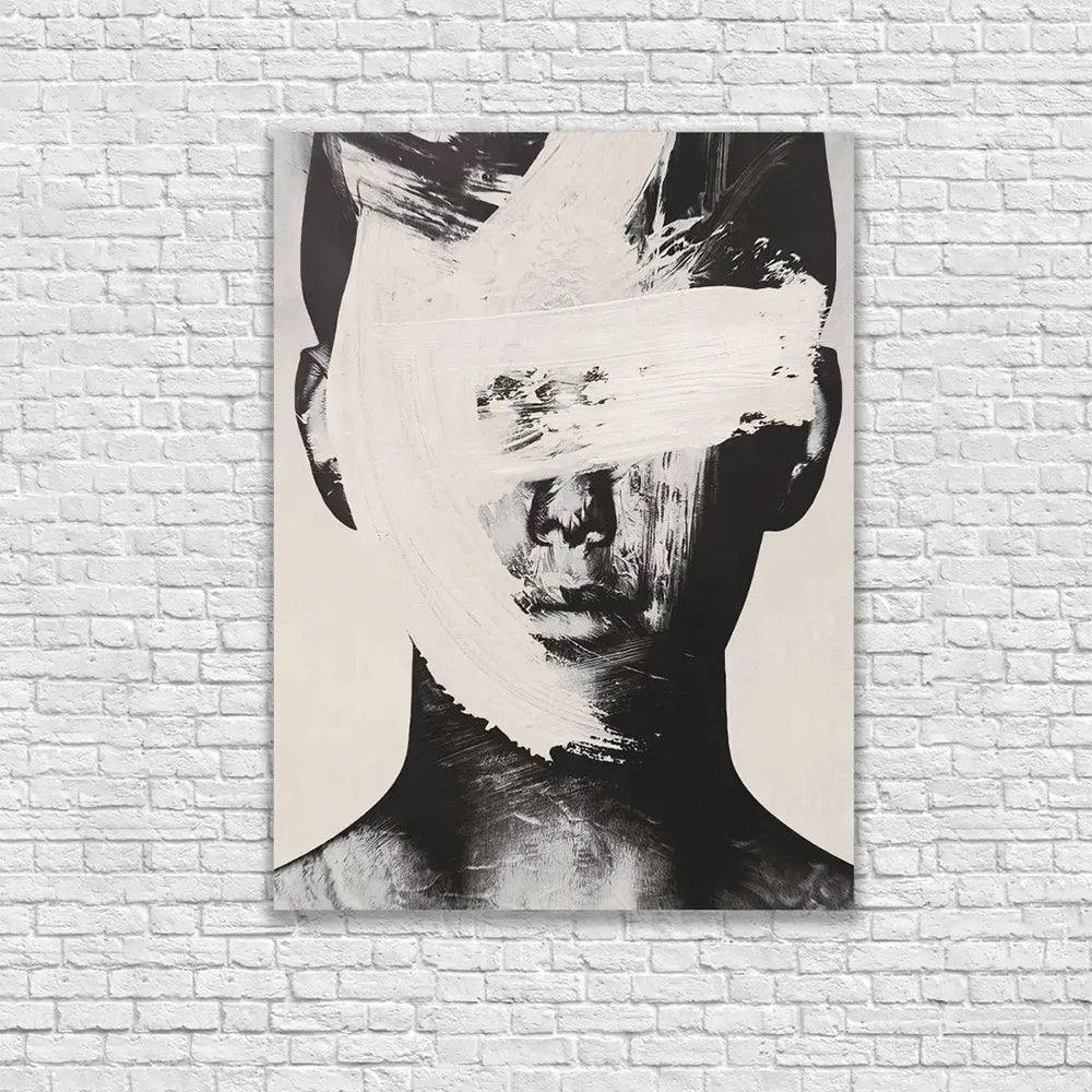 100% Handmade Black White Portrait Oil Paintings Nodic Abstract Figure Canvas Painting Artworks for Living Room Home Wall Decor