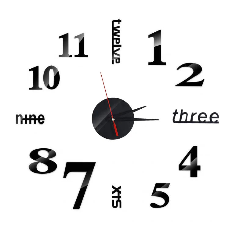 3D Wall Clocks DIY Number Acrylic Mirror Wall Stickers for Home Decor Living Room Digital Clock Art Decals Hanging Watch Sticker