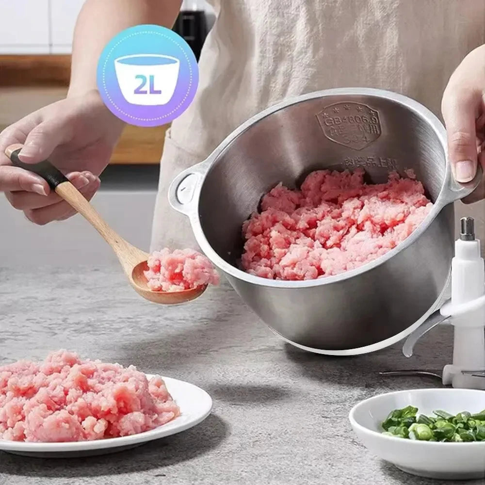 New Electric Meat Grinder Stainless Steel Food Processor Chopper Kitchen Utensils Vegetable and Fruit Chopper Household Grinder