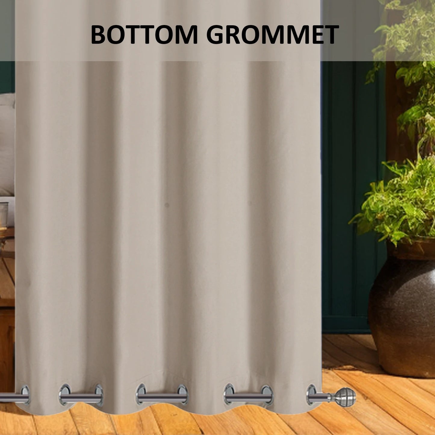 100% Waterproof Outdoor Curtains with Double Grommet for Patio Gazebo Pergola Windproof Privacy Curtains Thermal Insulated