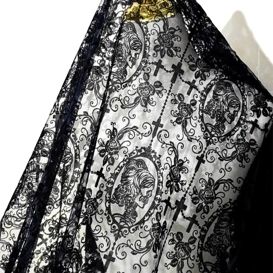Gotička lolita crna čipkana tkanina gaze diy ženska odjeća couture materijal pribor couture šivaći pribor čipka tkanina