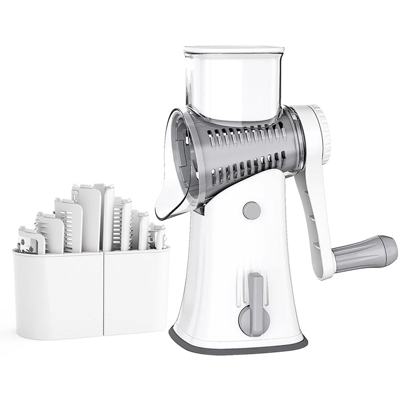 LMETJMA 5 in 1 Roterende Kaasrasp Shredder Keuken Mandoline Groente Julienne Snijmachine Wafelsnijder Moer Chopper JT247