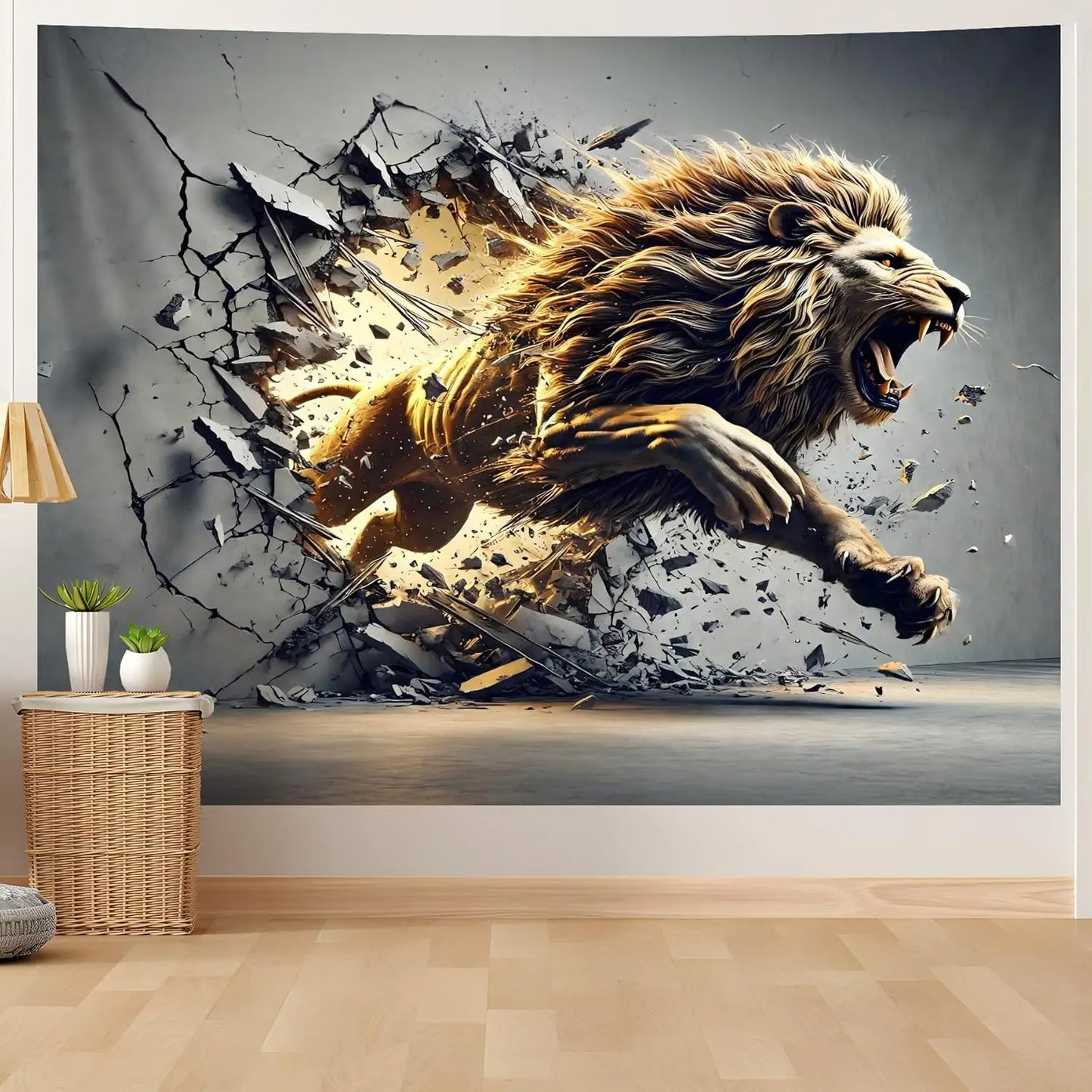3Dtapestry of puppies, lions, and animals Suitable for male bedroom,living room, dormitory home decoration, cool male decoration
