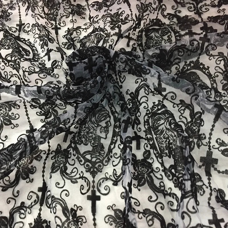 Gothic Lolita Black Lace Fabric Gauze DIY Women's Clothing Couture Material Accessories Couture Sewing Accessories Lace Fabric
