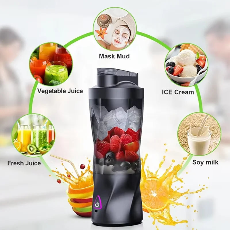 2025 Mini Portable Blender For Smoothies Milkshakes Juices Personal USB Rechargeable Small Compact Multifunctional Black Juicer