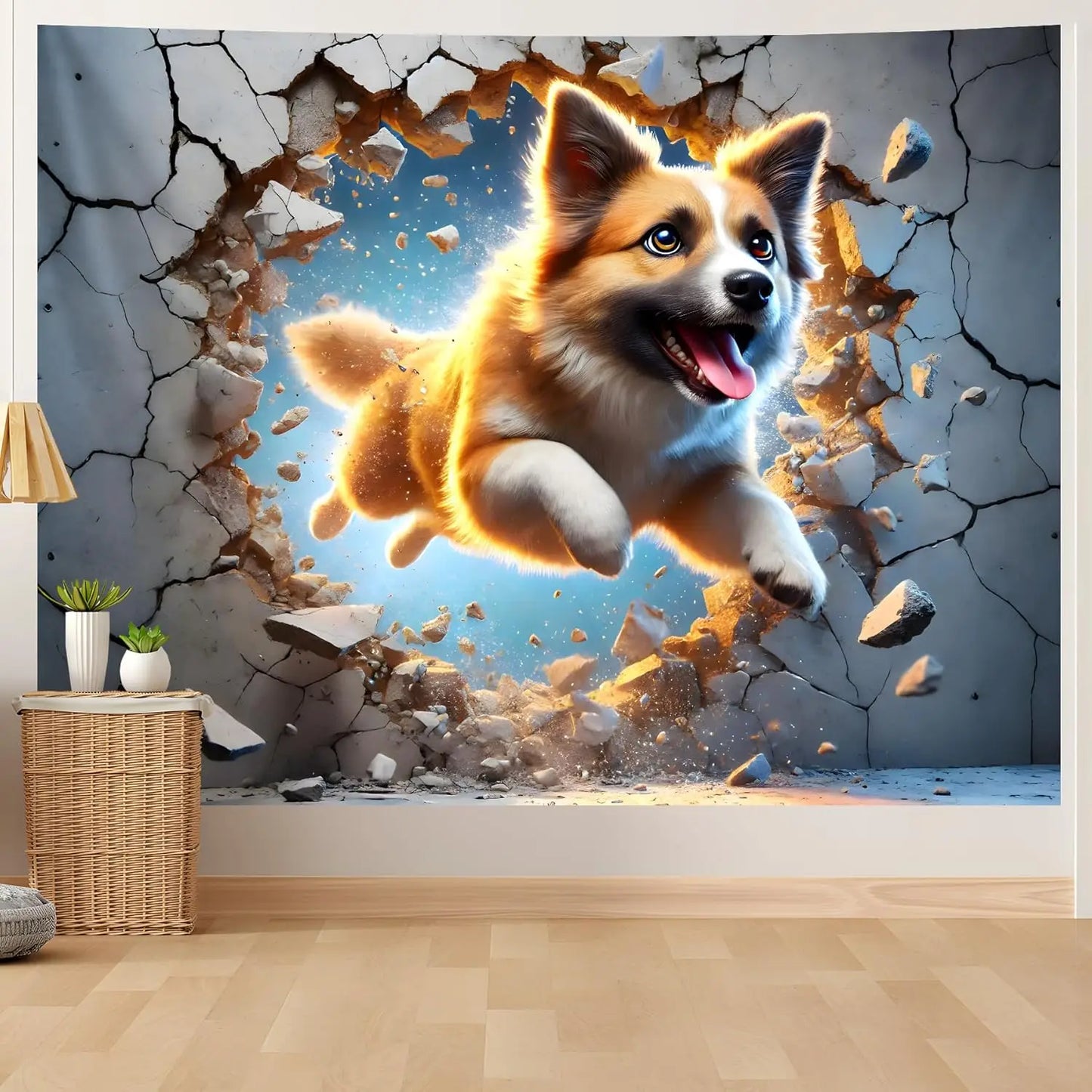 3Dtapestry of puppies, lions, and animals Suitable for male bedroom,living room, dormitory home decoration, cool male decoration
