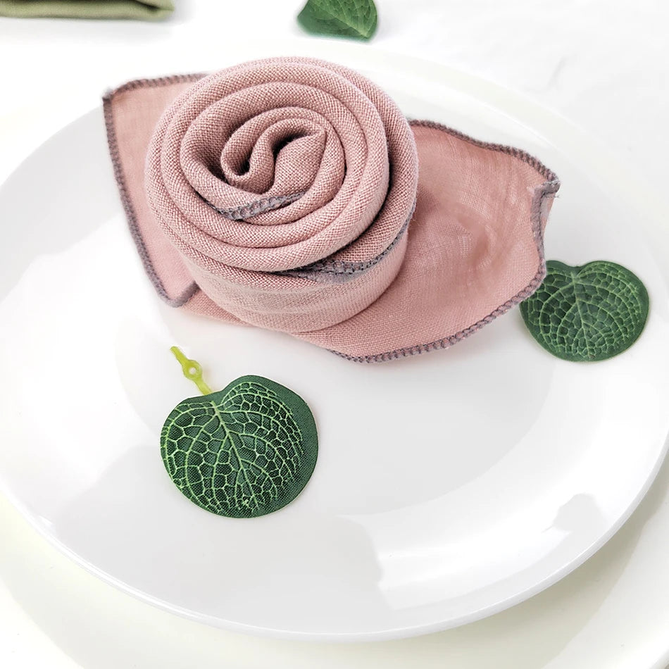 Set Of 4 Pure Linen Napkins Cloths Reusable 40x40cm Soft Comfortable Fabric Kitchen Accessories for Wedding Birthday Parties