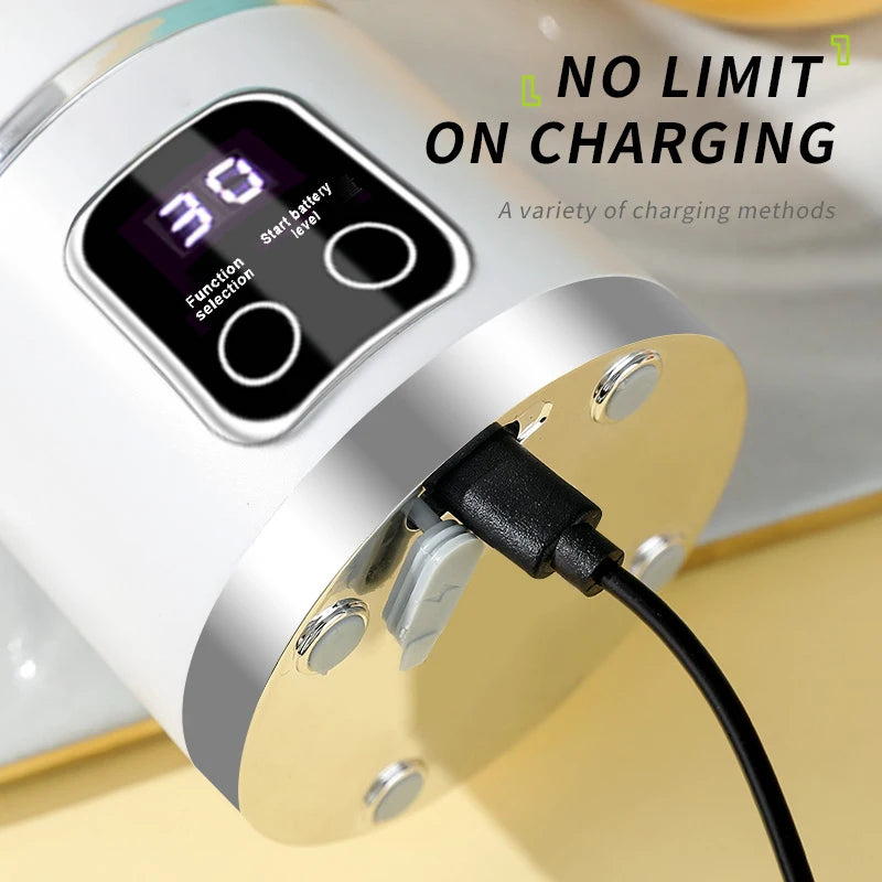 Presse-agrumes Portable Rechargeable par USB, 8 lames, 3 vitesses, broyeur à glace pour shakes et Smoothies, tasse de presse-agrumes, 450ml