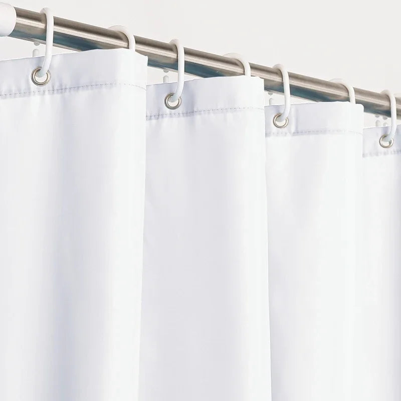 White Shower Curtains Solid Color Bathroom Curtain Polyester Fabric Washable Waterproof Partition Bath Curtain With Hooks