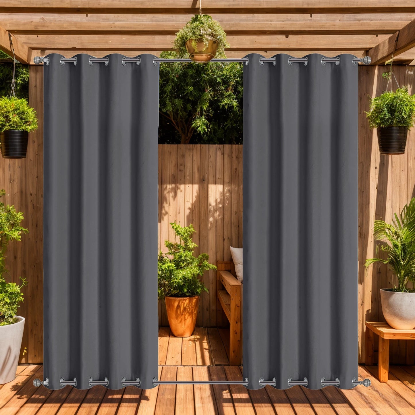 100% Waterproof Outdoor Curtains with Double Grommet for Patio Gazebo Pergola Windproof Privacy Curtains Thermal Insulated