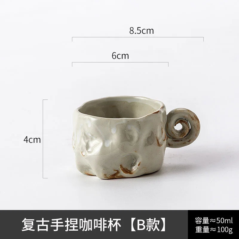 Ceramic Kiln Transformed Coffee Cup Rough Ceramic Retro Shaped Mug Home Coffee Shop Ceramic Cup Homestay Water Cup