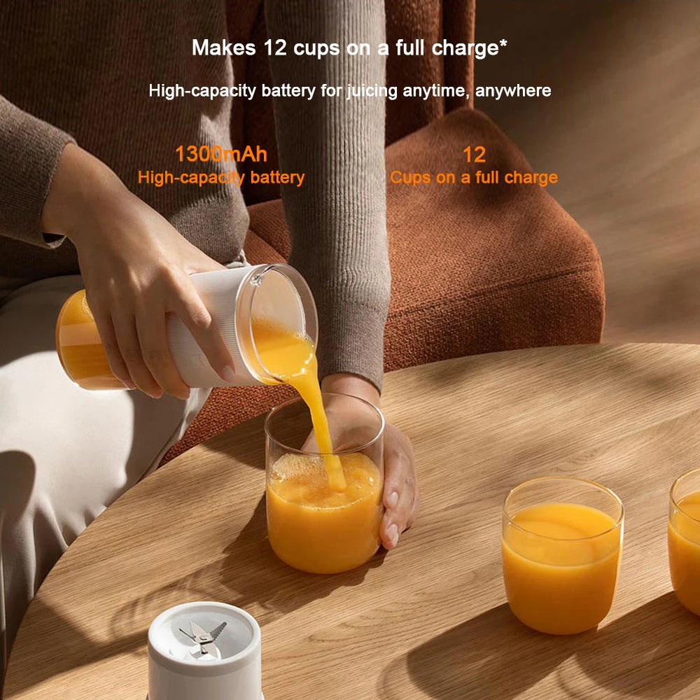Frullatore portatile XIAOMI MIJIA, carica completa per 12 tazze, wireless e portatile, spremiagrumi con capacità 300 ml, 19.500 giri/min