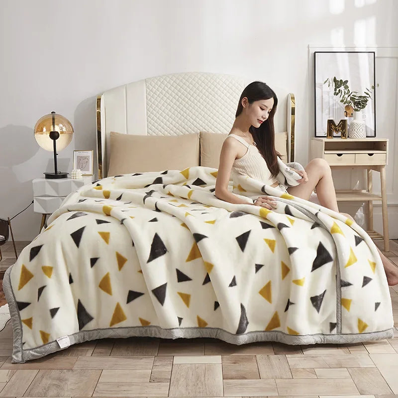 Dubbellaags Raschel Dekens Zachte Warme Nepbont Nertsen Gooien Dikker Pluizige Microfiber Pluche Gewogen Dekens Voor Bedden