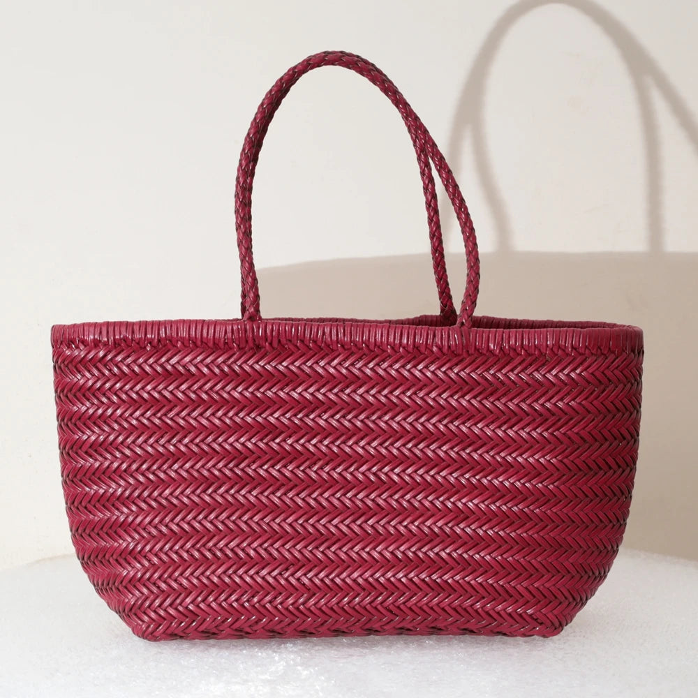 Handtaschen Damen Echtes Leder Umhängetasche Weben Casual Einkaufstasche Vintage Große Tote Geldbörse Rindsleder Kreuz Handtaschen Dame