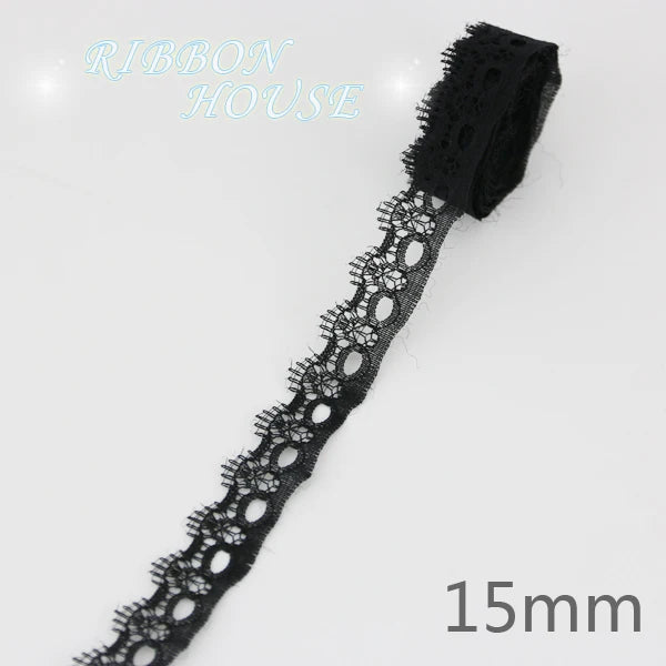 (10 yards/roll) Black lace fabric ribbon Webbing Decoration Lovely gift packing Material