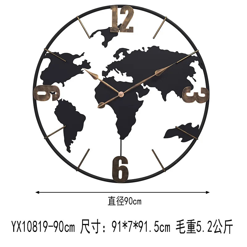 World Map Wall Clock, Minimalist modern design and global perspective, for Corporate Office Meeting Room Hotel Restaurant School