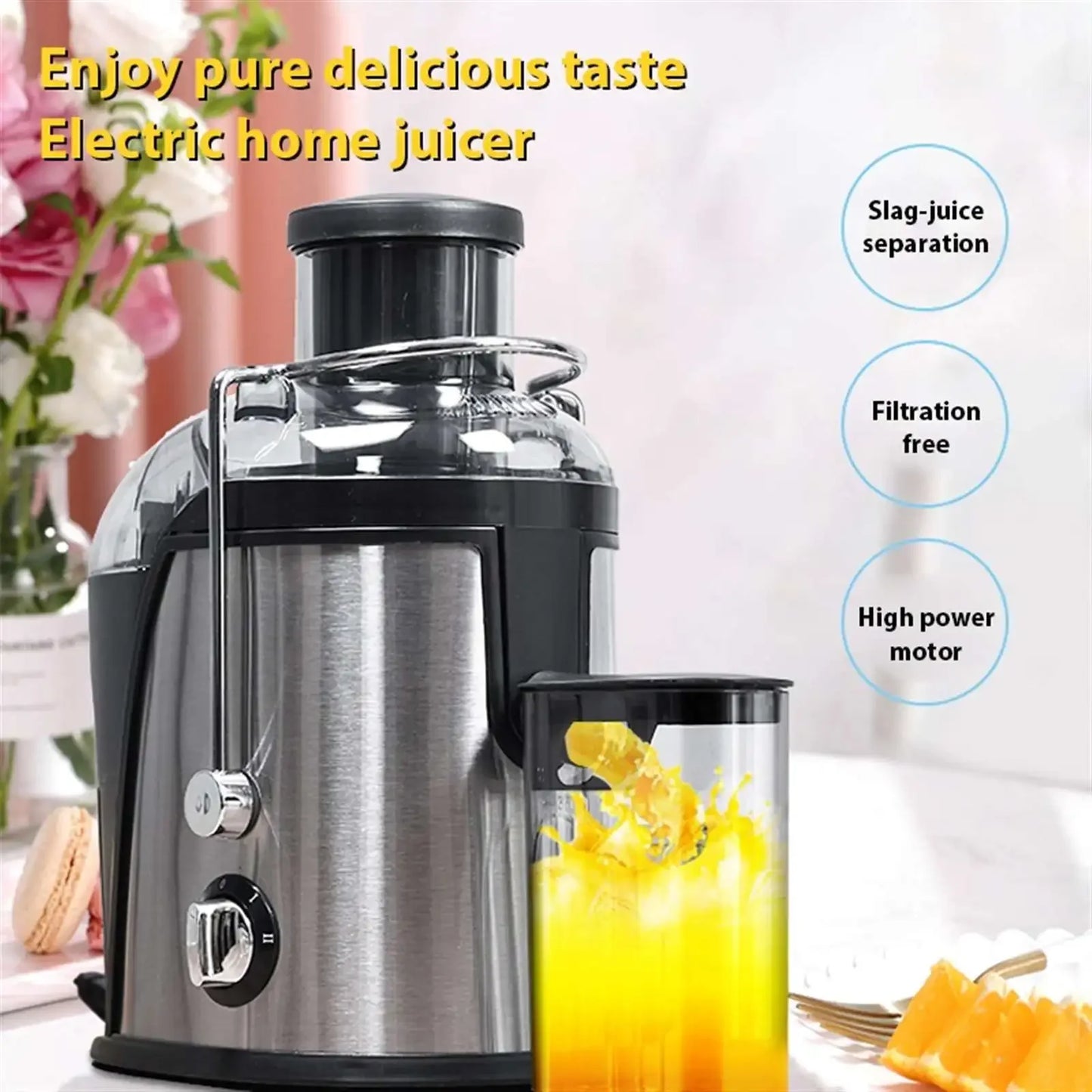 Estrattore di succo da 400 W, motore da 22.000 giri/min con scivolo largo 3" per frutta/verdura intera, spremiagrumi a 2 velocità, design facile da pulire