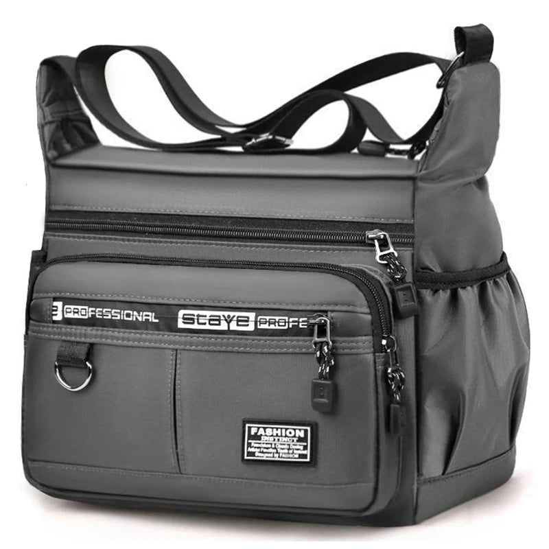 Men's Waterproof Crossbody Bag - Large Nylon/Oxford Shoulder Bag for Travel & Work (Casual Anti-Theft Sling Pack)