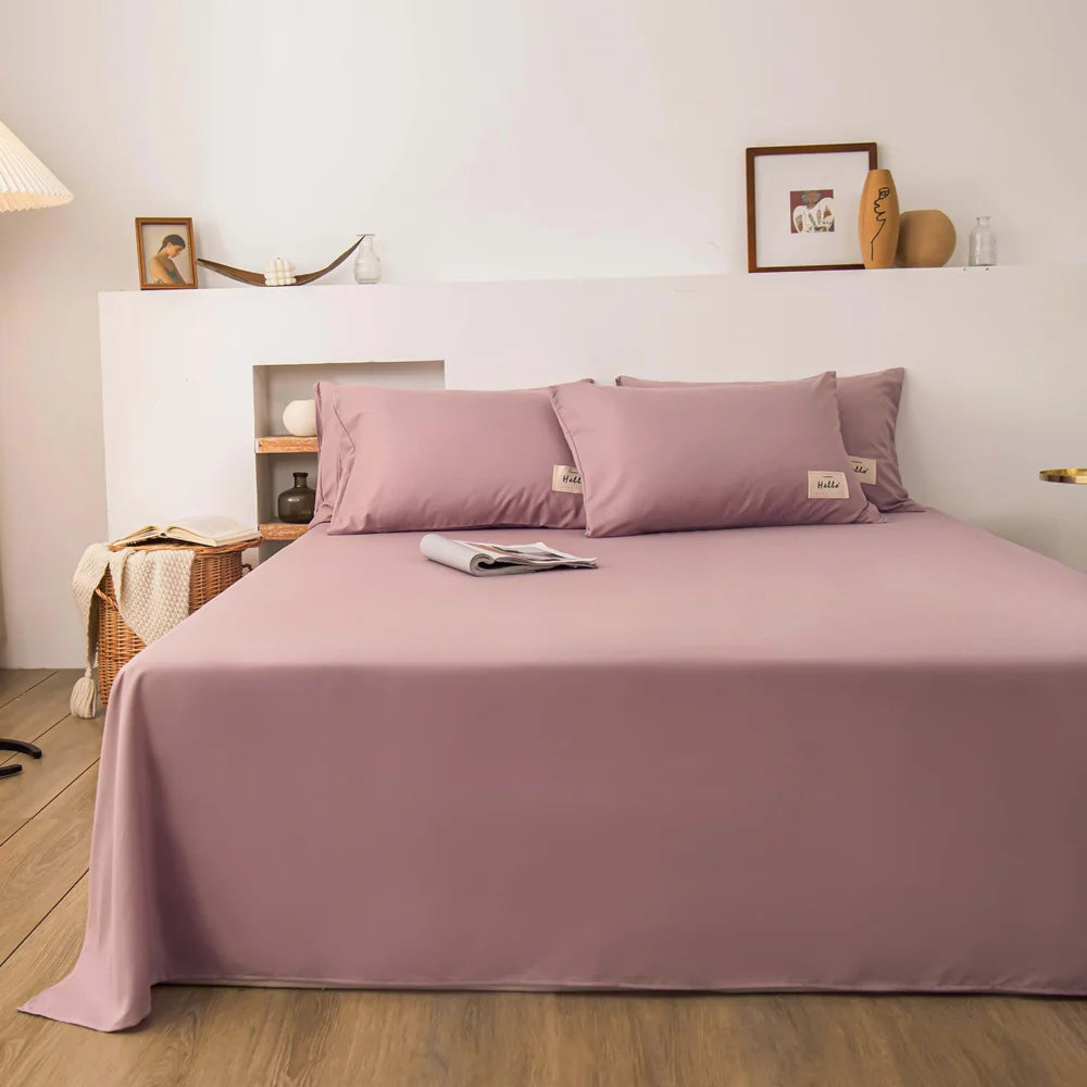 1 pc Bed Flat Sheet for Double Bed Plain Solid Color Top Sheets Single/Queen/King Flat Bedsheets Soft Home Bed Linen Sheets