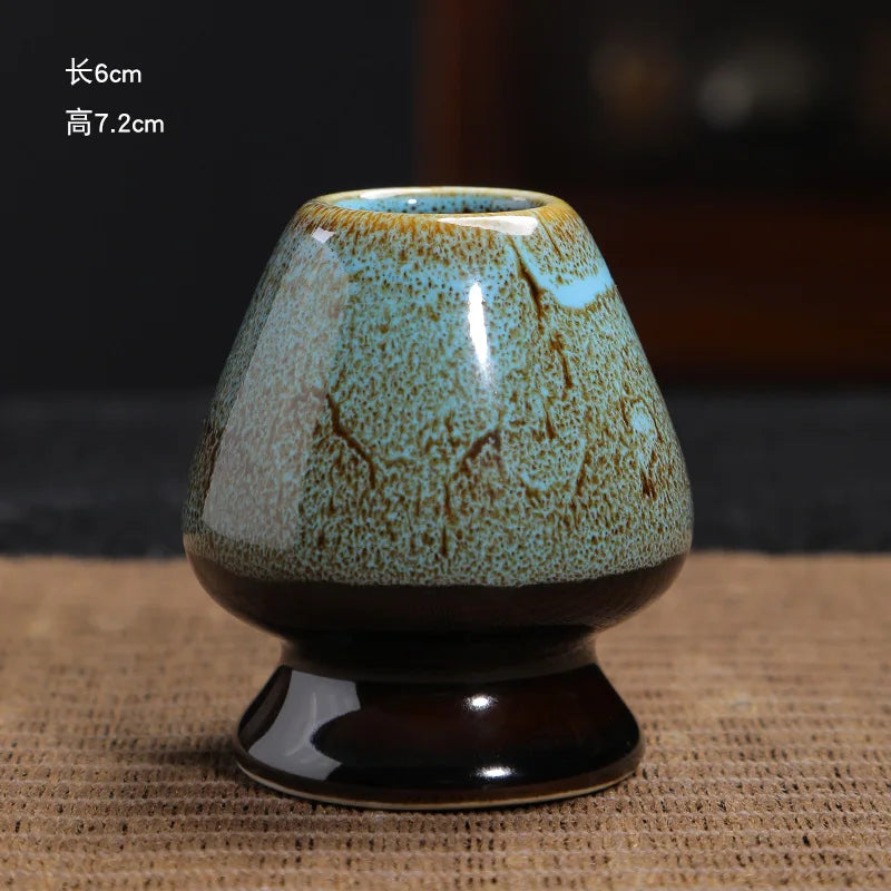 Japanese Matcha Whisk Holder Ceramic Green Tea Bowl Chasen Stand for Living Room Kitchen Dining Room Tea Ceremony Accessories