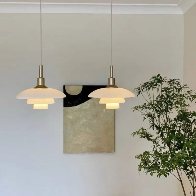 Bauhaus 3 Layer Glass LED Pendant Lamp Danish Designer Chandelier Bedroom Bedside Living Dining Room Lighting Fixtures Decor