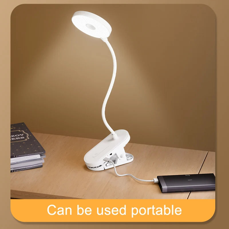 Clip-On Desk Lamp Portable LED Desk Lamp Desktop Book Lamp Timed Stepless Dimming 1200 Mah Eye Protection Reading Study Lamp