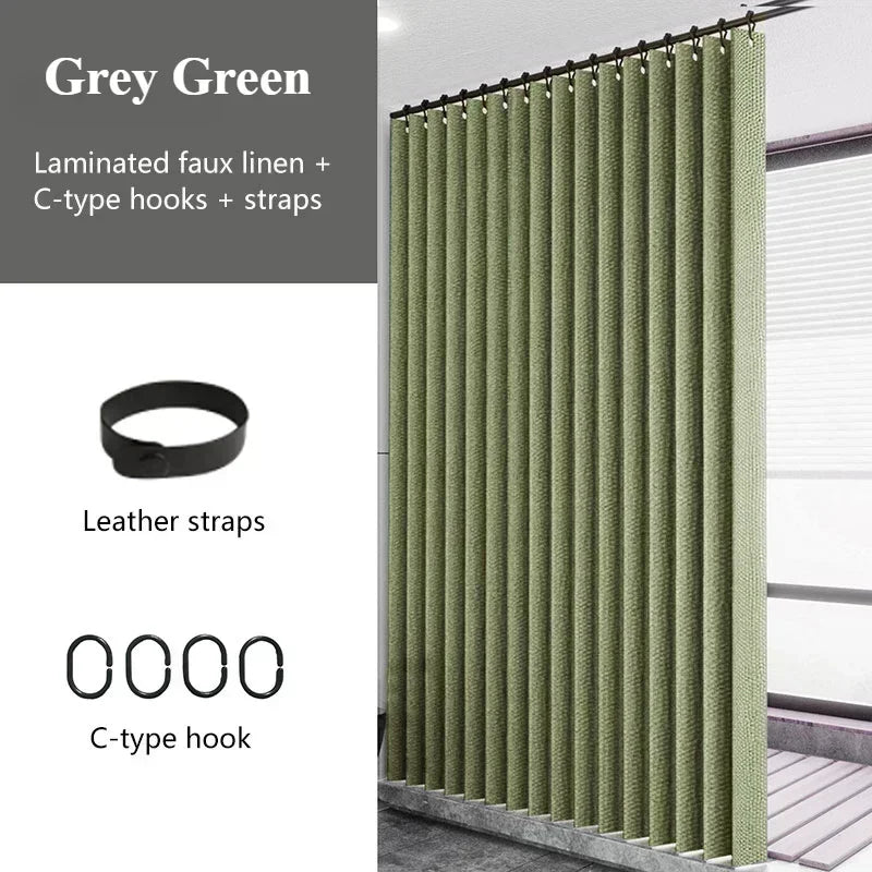 Waterproof Laminated Imitation Linen Large Ring Strong Thick Cloth Opaque Shower Curtain for Shower Curtains in Bathrooms