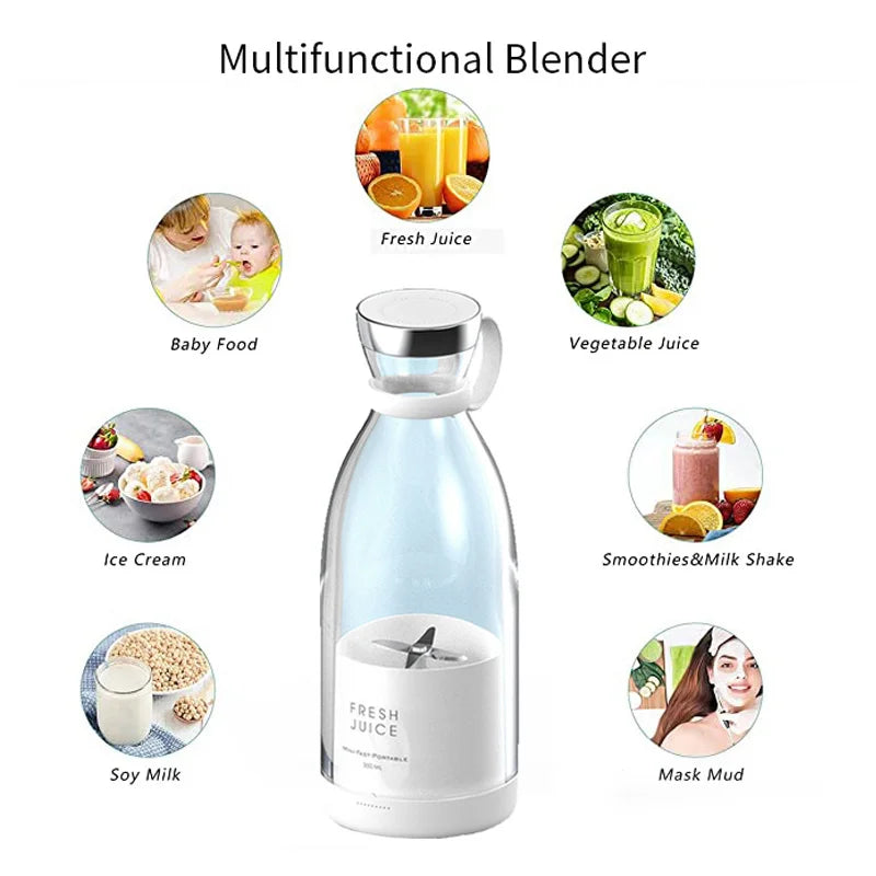 Bærbar genopladelig juicer blender trådløs mixer frisk juice 350 ml