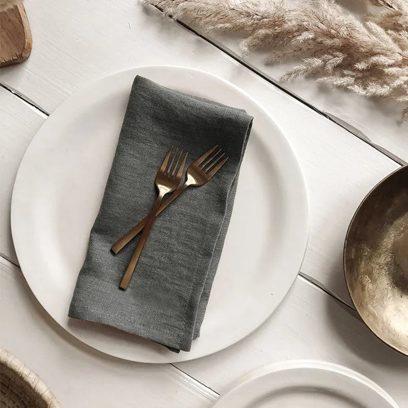 4PCS 40X40CM Pure Linen Napkins Cloths Soft Comfortable Fabric Reusable Kitchen Accessories for Wedding Birthday Parties