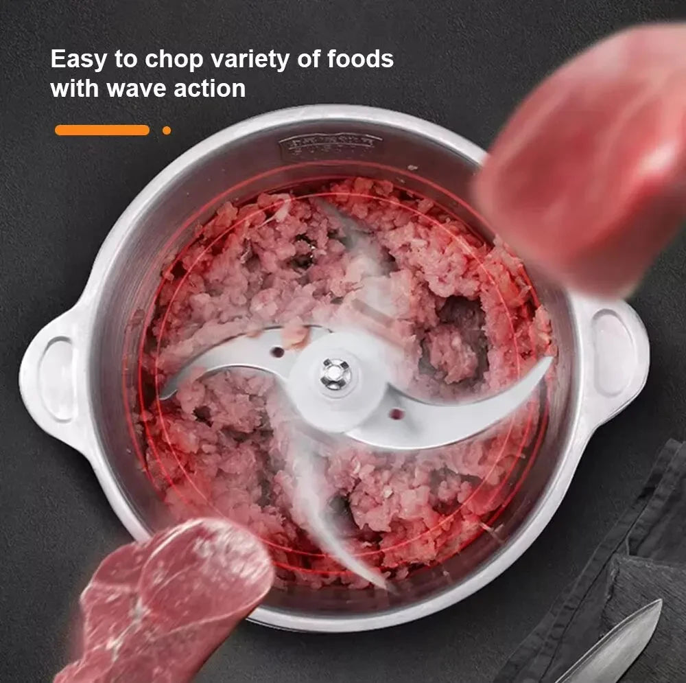 New Electric Meat Grinder Stainless Steel Food Processor Chopper Kitchen Utensils Vegetable and Fruit Chopper Household Grinder