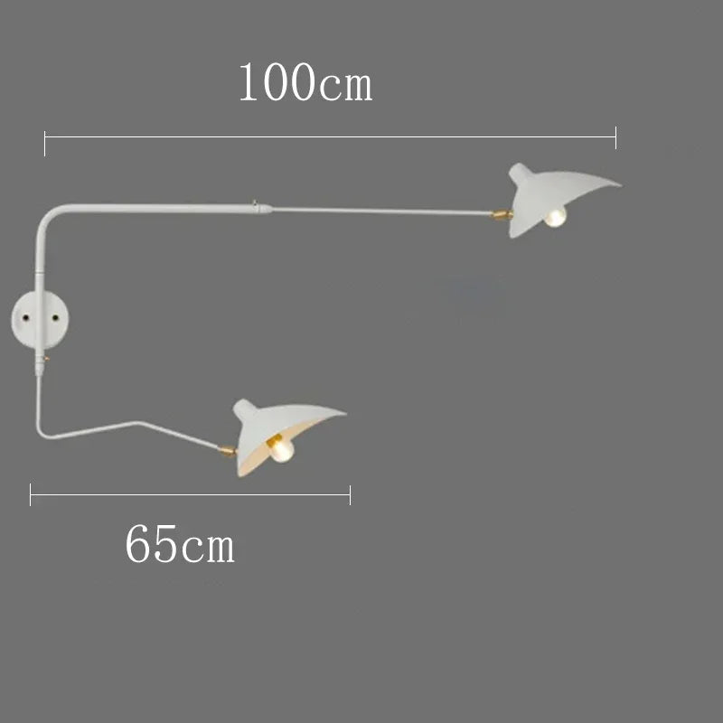 French Designer Long Arm Wall Sconce Lamp Rotary Led Light for Living Room Bedroom