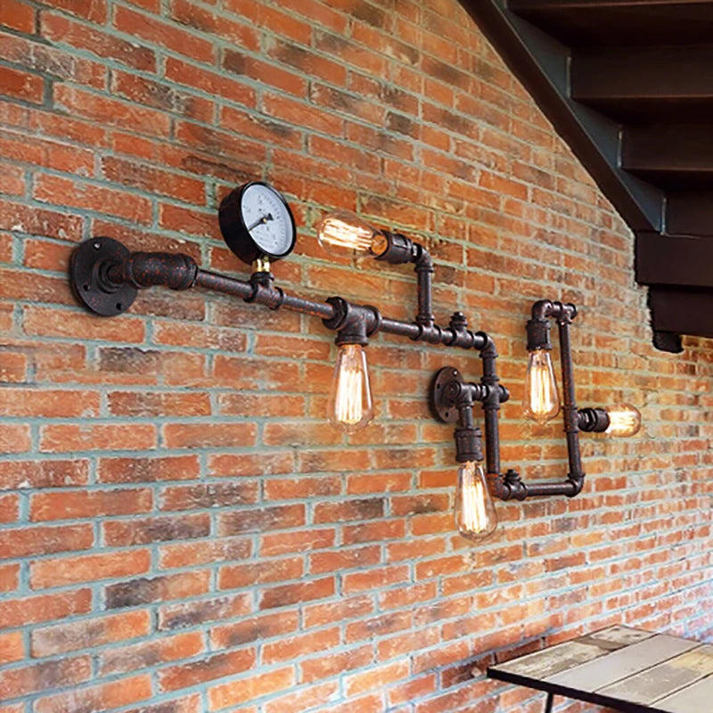 Lampada da parete vintage Steampunk Lampada da parete industriale per tubo dell'acqua per loft Ristorante Bar Negozio Arredamento Retro E27 Sconce Light Fixture