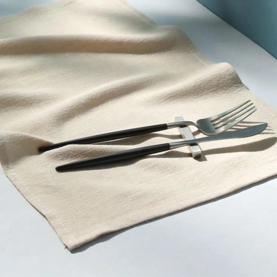 4PCS Cotton Linen Dinner Napkins,Classic Style Kitchen Soft Tea Towels,Dinning Room Washable Reusable Tableware Cloth Place mats