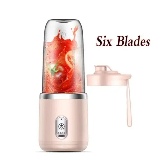 Mélangeur de jus de fruits Portable à 6 lames, Mini bouteille électrique personnelle d'été, presse-agrumes USB pour la maison, Machine à tasses pour la cuisine