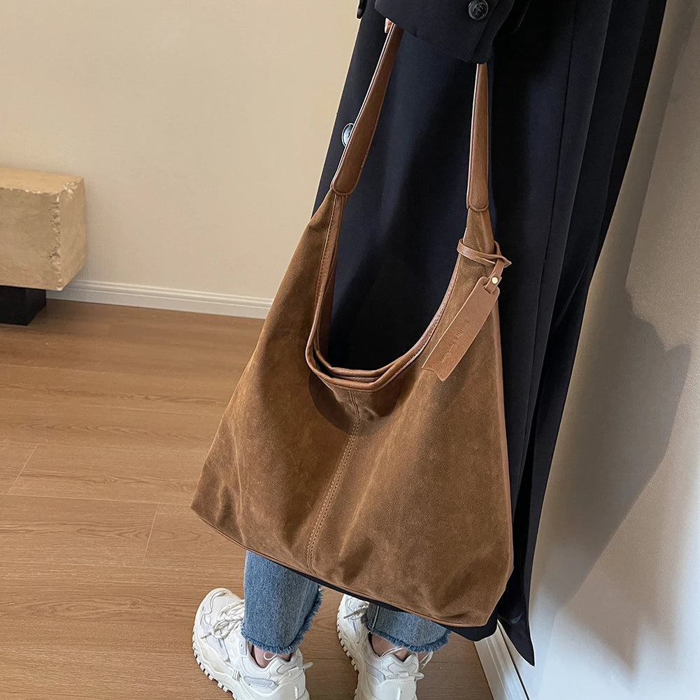 Ženske semiša hobo vreča vintage ramenska torba