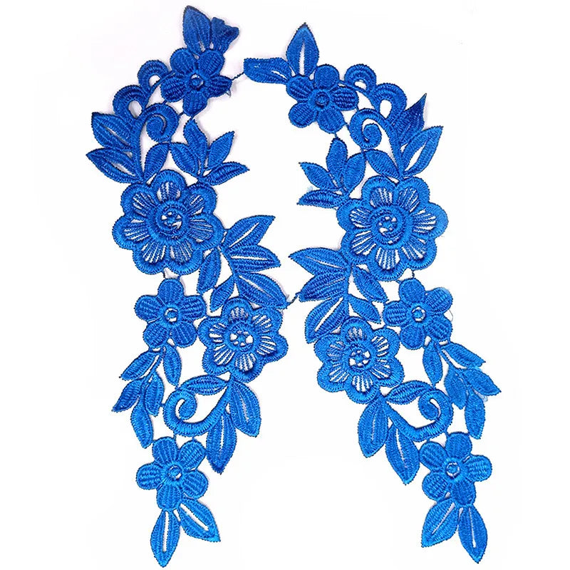 1 Pair Lace Fabric Applique Flower Wedding Fabric for Costume Dress Decor Patch Sewing Applique Crafts DIY Clothing Accessories