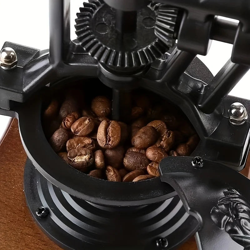 Vintage Classic Hand-Cranked Bean Grinder Portable Adjustable Coffee Grinder Home Mini Large Wheel Manual Coffee Machine Gift
