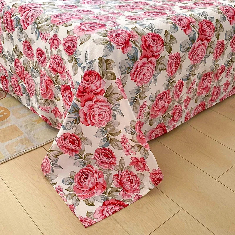 Rdeča roža natisnjena ploščata posteljnina za dvojno posteljo En/Queen/King Reactive Natisnjeni zgornji listi za postelje Sabanas Cama 150x200